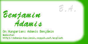 benjamin adamis business card