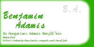 benjamin adamis business card